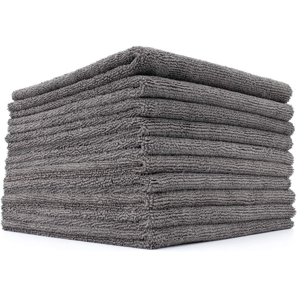 The Rag Company The Miner Detailing Towel, gris, 16 x 16 pulgadas, paquete de 10