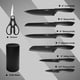 thumbnail image 3 of Juego de cuchillos NULAS de 8 piezas con recubrimiento antiherrumbre y bloque, negro, 3 of 9