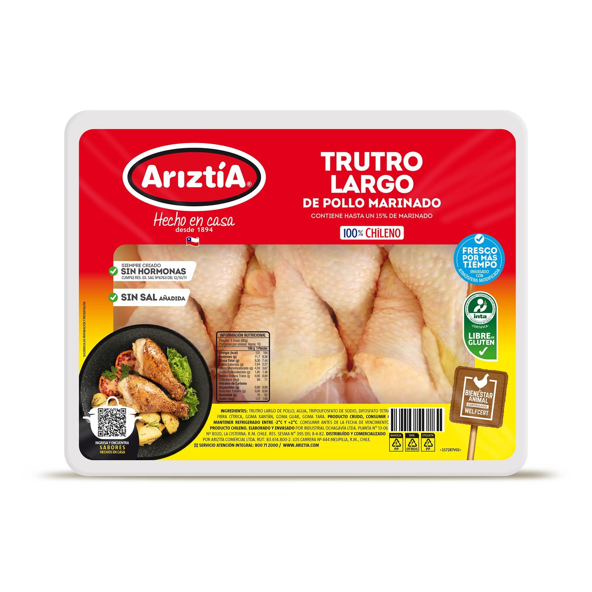 Pollo Trutro Largo Envasado 1 kg Ariztia
