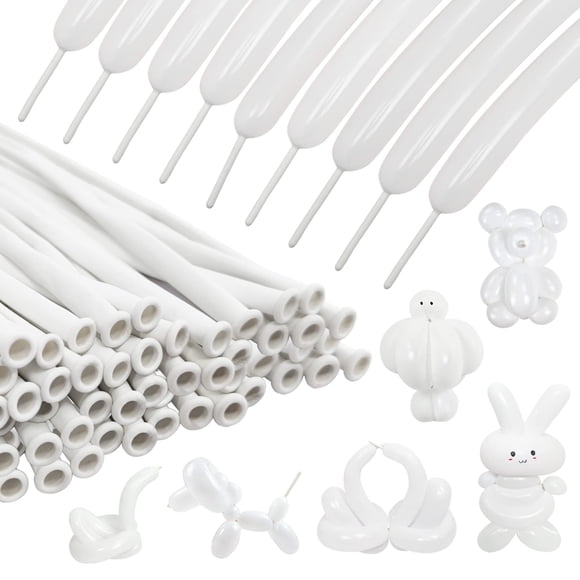 Globos Retorcidos 260 De Látex Blanco 100 Unidades