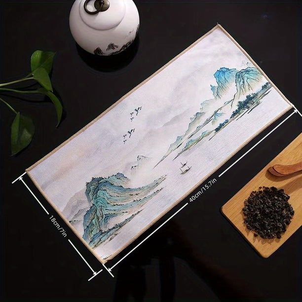 1pc Chinese Ancient Style Painted Tea Towel - Thickened Water Absorption, Perfect for Kitchen & Party Supplies, Creative Gift Idea!