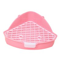 Ioensy - Caja De Arena Para Conejos, Bandeja De Arena Esquinera Antisalpicaduras Para Hámster, Hurones, Conejitos, Rosa