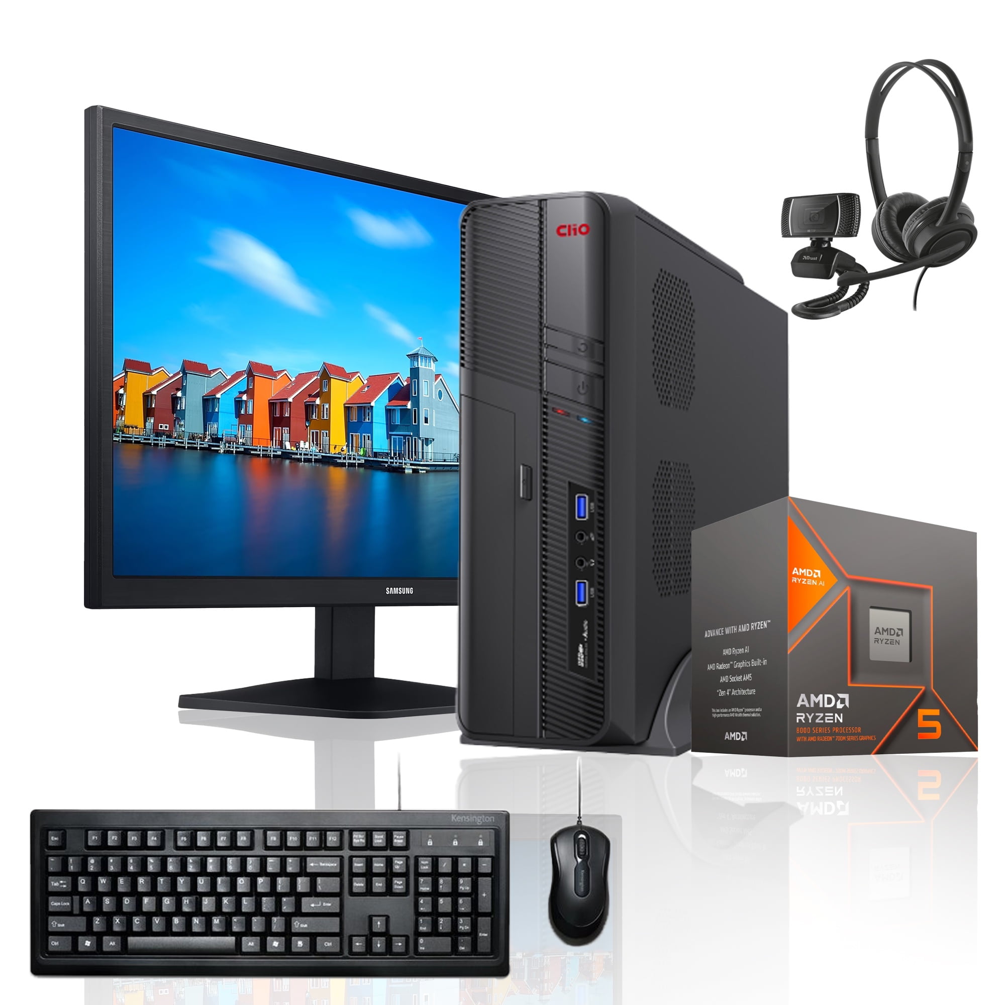 Pc Mini + Monitor 22 + Perif: Amd Ryzen 5 8500G 8Gb 500Gb Radeon 740M Wifi