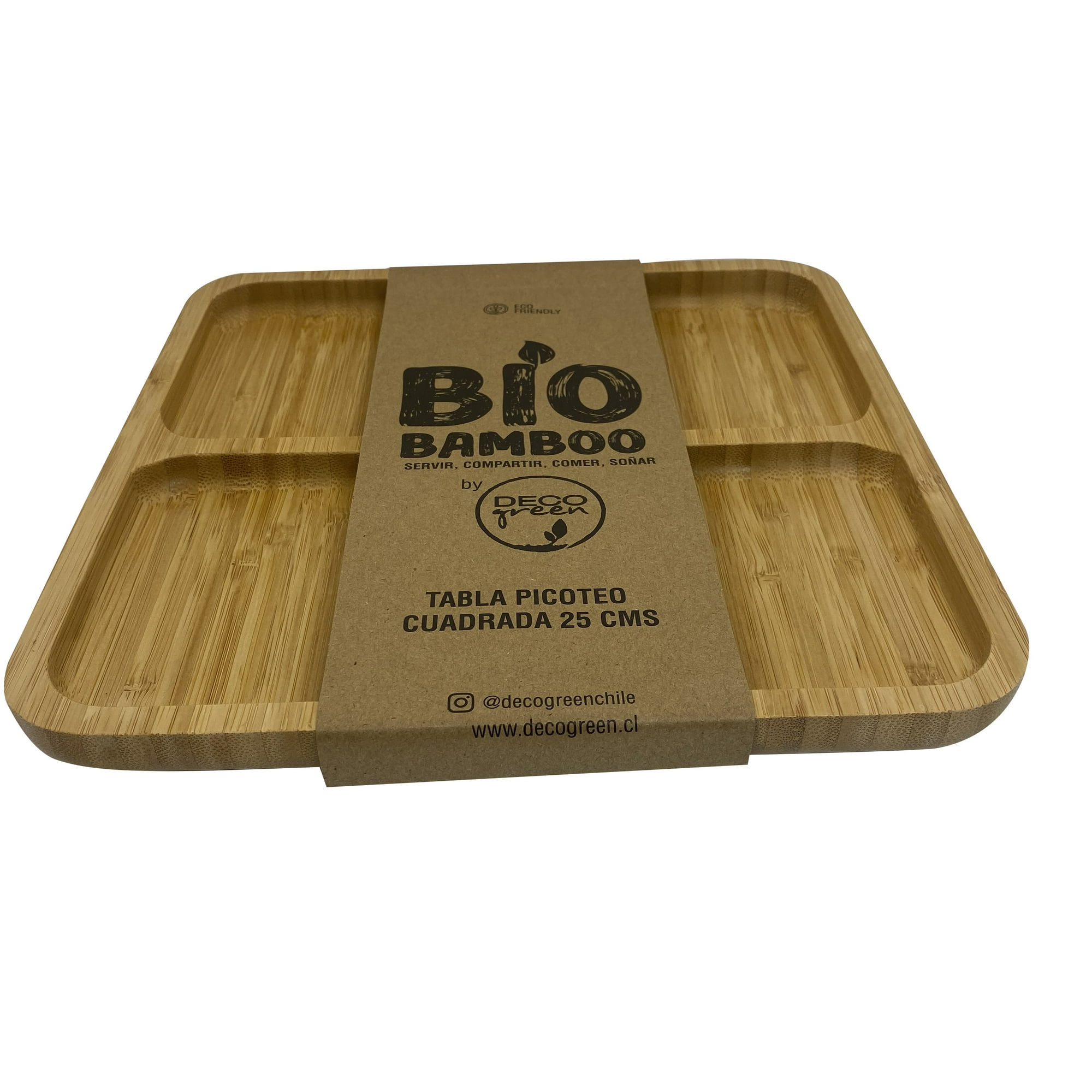Decogreen - Tabla Picoteo Bio Bamboo Cuadrada 25 Cm