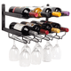 thumbnail image 1 of Rack de Almacenamiento de Vino Estante Flotante 2 niveles Soporte para Botellas de Vino y Copas, 1 of 7