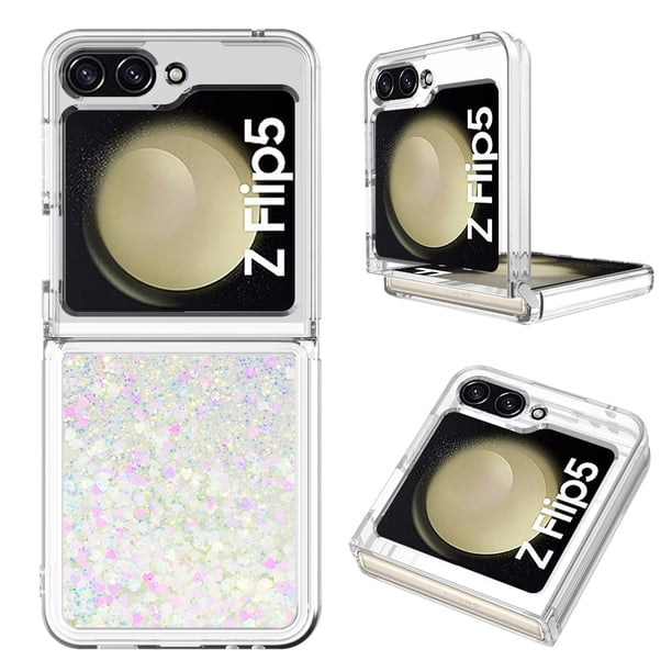 Funda Para Sansung Galaxy Z Flip 5 Con Brillo Líquido, Protección Completa Y Soporte De Anillo Giratorio