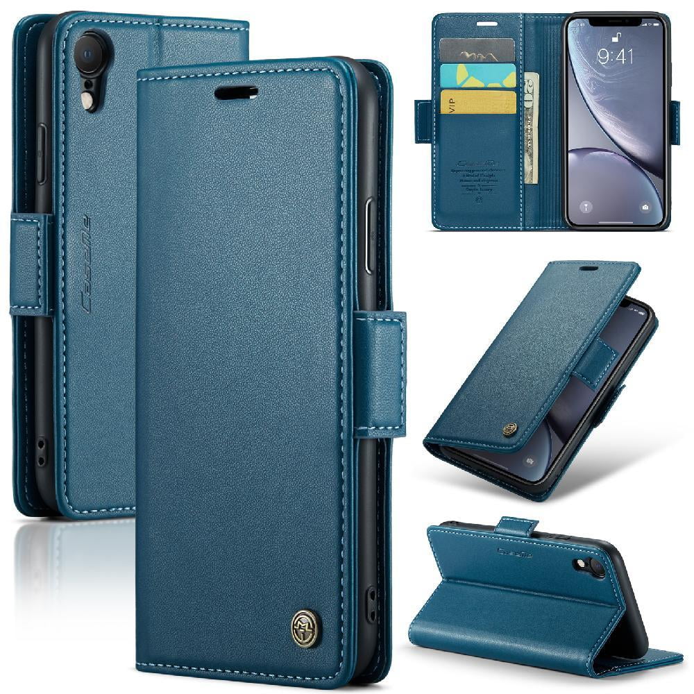 Caseme Tipo Cartera Iphone Xr Con Cierre Magnético, Rfid, Tarjetero, Soporte, Carga Inalámbrica