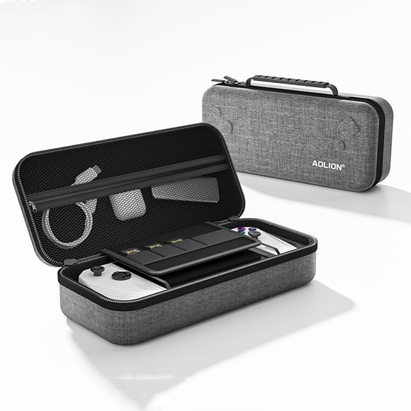 Compatible con ROG Ally Funda rígida de EVA para accesorios de carga, protección anti-caída, bolsa de almacenamiento duradera, organizador de viaje portátil-Gris