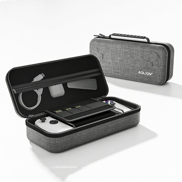 Compatible con ROG Ally Funda rígida de EVA para accesorios de carga, protección anti-caída, bolsa de almacenamiento duradera, organizador de viaje portátil-Gris