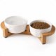 thumbnail image 1 of Juego de 2 tazones cerámicos para perro HB Design Co. con soporte de bambú (2 tazas cada uno), 1 of 9