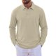 thumbnail image 5 of INSPIRE CHIC Camisa Polo de Lino para Hombre de Manga Larga Casual Ligera y Transpirable con Botones para Golf M Beige, 5 of 6
