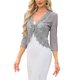 thumbnail image 4 of INSPIRE CHIC Chaqueta de Encaje Floral para Mujer con Mangas 3/4 y Un Botón Bolero Cárdigan Gris M, 4 of 6