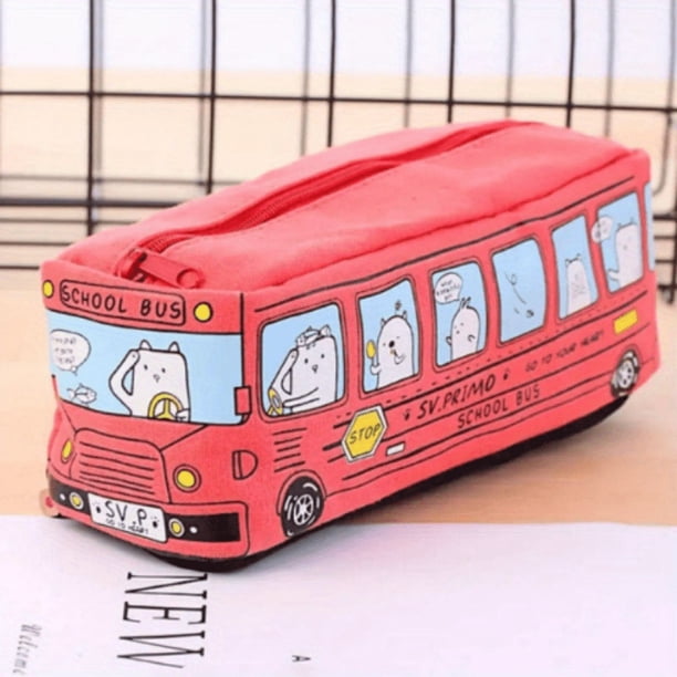 Creative Large Capacity Canvas Bus Pencil Case: The Perfect Back To School Essential for Boys & Girls!