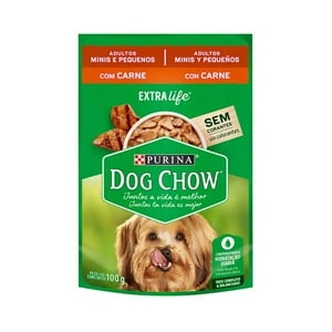 Sobres De Alimento Húmedo Dog Chow Minis Y Pequeños Carne 15 Un.