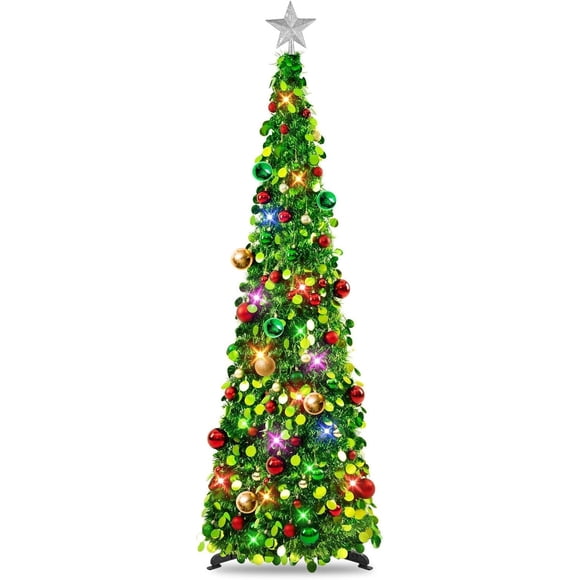 Árbol de Navidad Pop Up NT NIETING de 5 pies con 30 bolas y luces