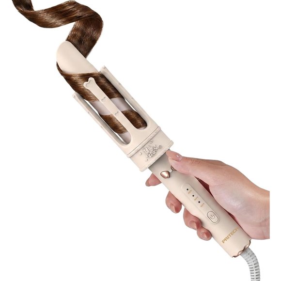 PRITECH Automatic Rotating Curling Iron de 1,25 pulgadas con protección antiescaldaduras