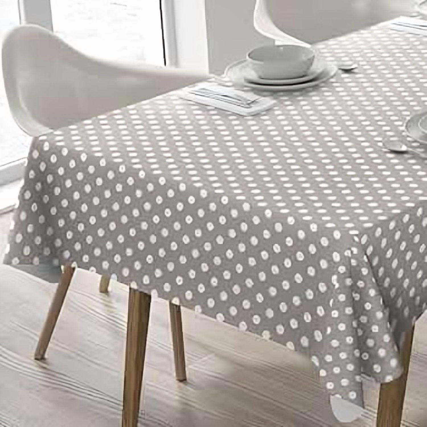 Mantel Rectangular Amelie Estampado / Puntos Gris – Doral