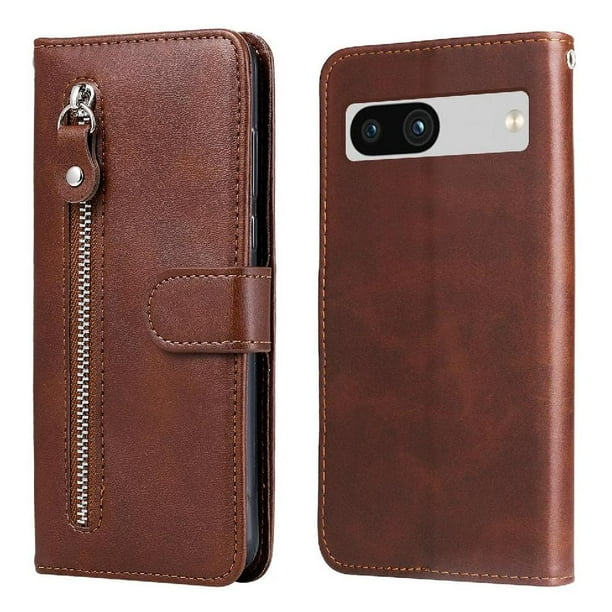 Funda con Cremallera para Google Pixel 7A , Carcasa Cartera de Cuero PU con Soporte y Tarjetero
