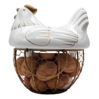 Fliperex - Gallina Decorativa Porta Huevos Cesta De Huevos Blanca
