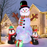 Muñeco Inflable Aerwo Muñeco De Nieve Con Pingüinos 1.8M Led