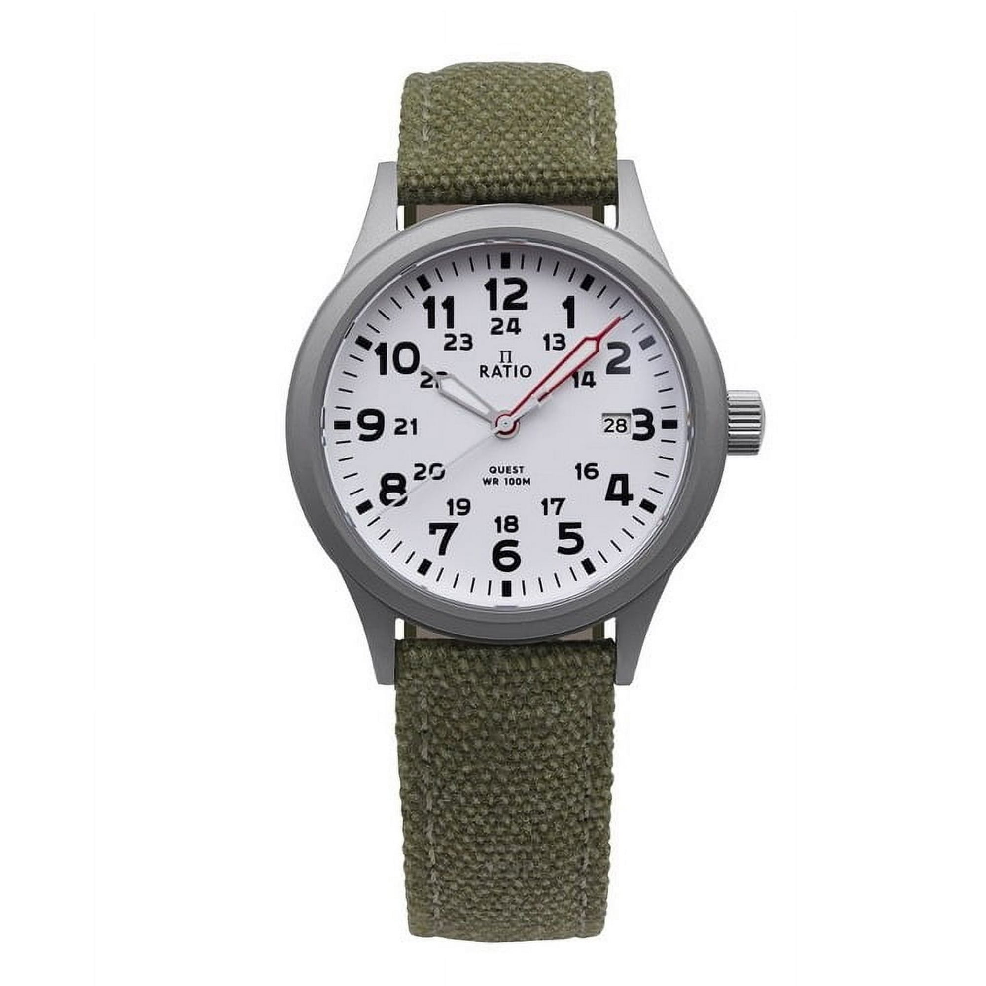 Reloj Ratio Quest De Campo Para Hombre Correa De Lona De Zafiro Rtq027 Edición De Cuarzo De 100 M Con Lewis Y Clark
