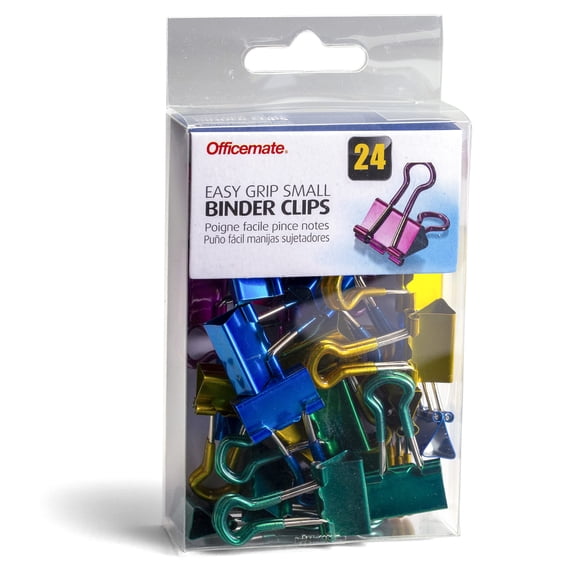 Binder Clips Officemate Easy Grip Metallic Small, paquete de 24