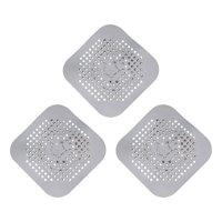 Magideal - 3X Cubierta De Drenaje Cuadrada, Protección De Drenaje, Tapón De Silicona Plano Plegable, Almohadillas Aislantes Para Lavabos, Fregadero, Ducha, Baño, Gris