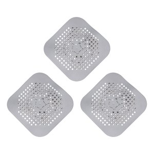 Magideal - 3X Cubierta De Drenaje Cuadrada, Protección De Drenaje, Tapón De Silicona Plano Plegable, Almohadillas Aislantes Para Lavabos, Fregadero, Ducha, Baño, Gris