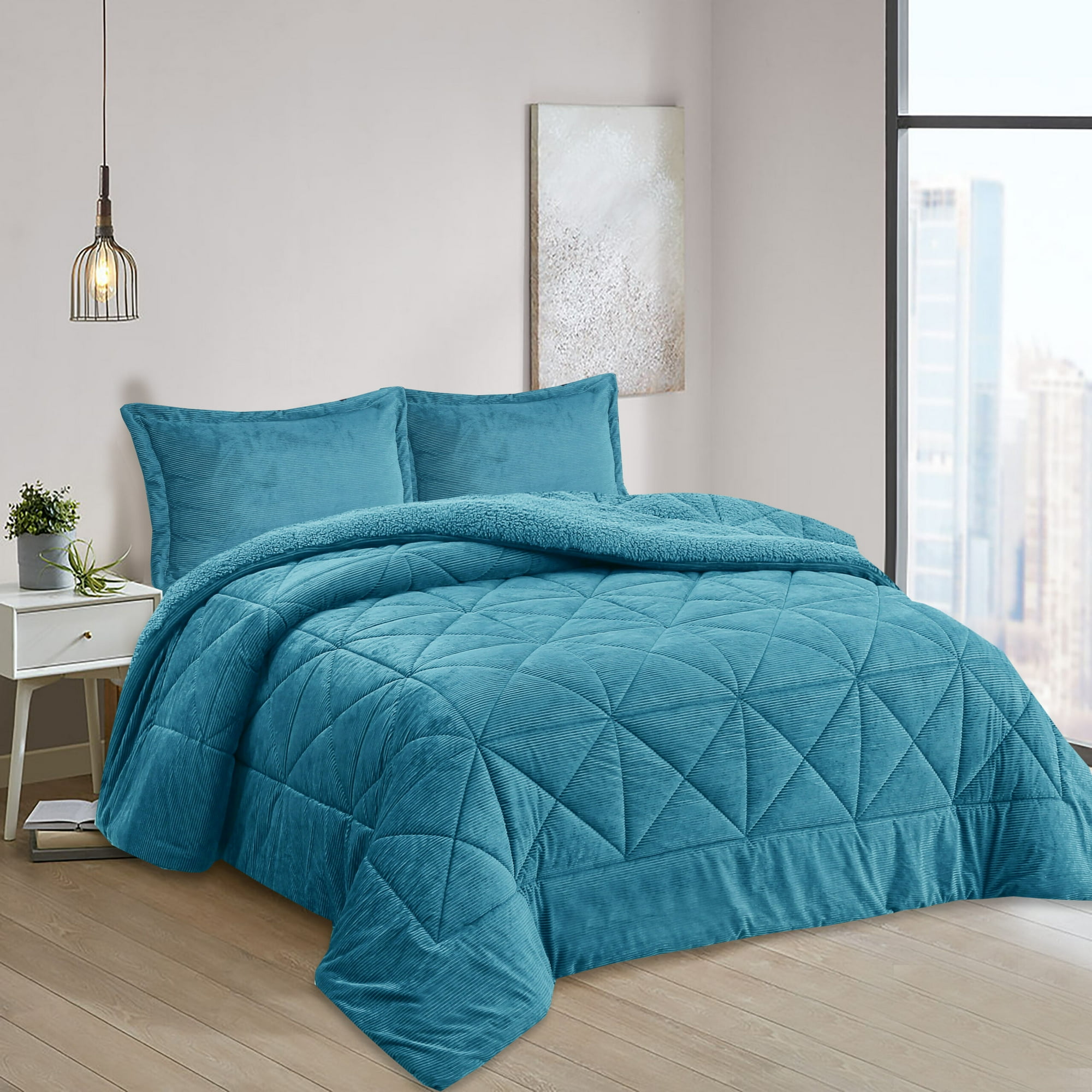 Zahr - Plumon Babycord Sherpa King Plazas Gris