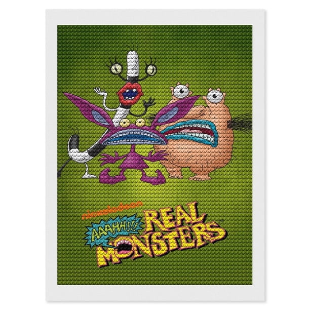 ¡Aaahh!!! Monstruos Reales Kits de Pintura de Diamantes para Adultos 5D DIY Diamond Art Kits Full Drill Diamond Dots para Regalo Decoración de Pared y Relajación Artes de Gemas 30*40cm