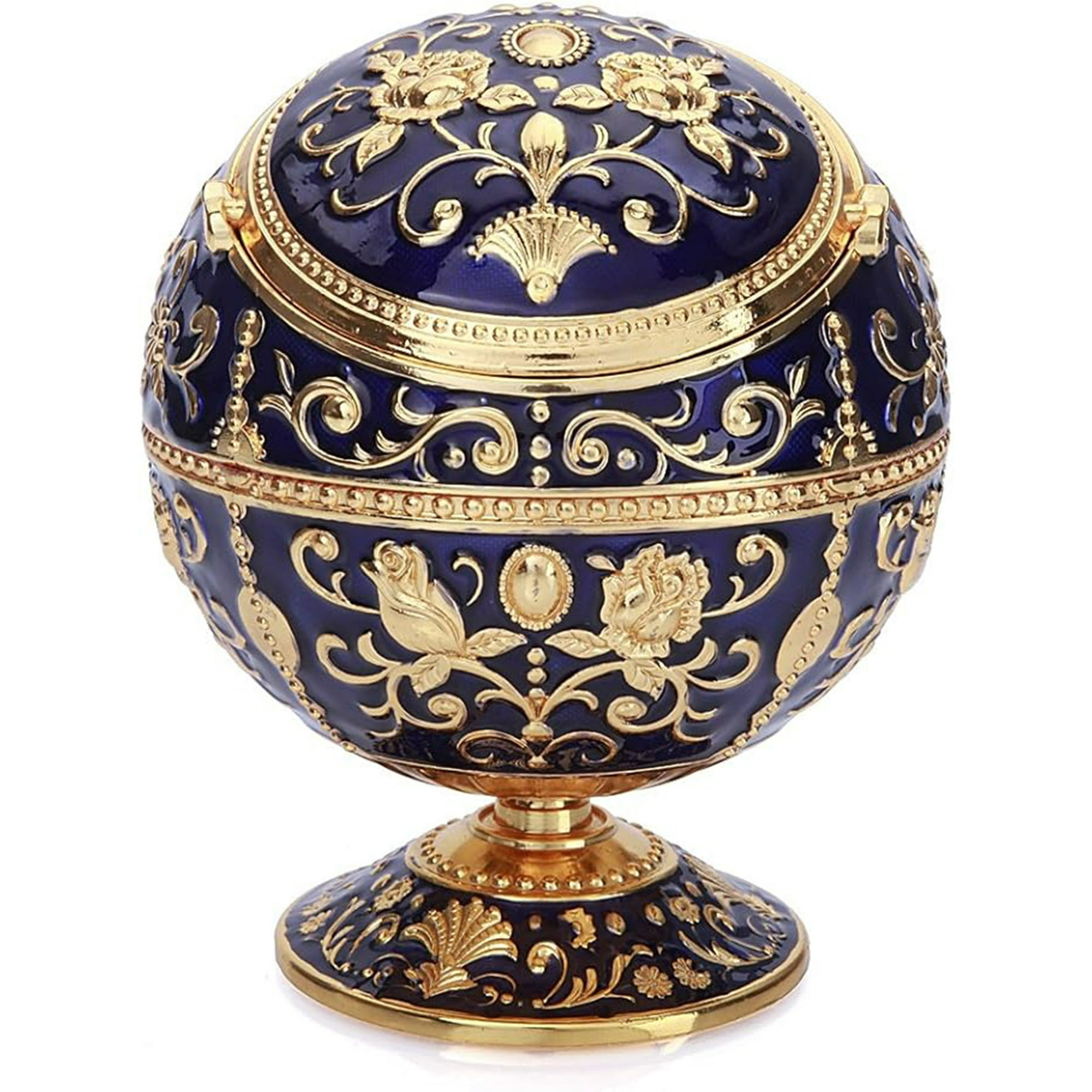 Veat00l - Cenicero Metálico, Portátil A Prueba De Viento, Forma De Bola Metálica En Relieve, Con Tapa Metálica, Para Uso Interior Y Exterior