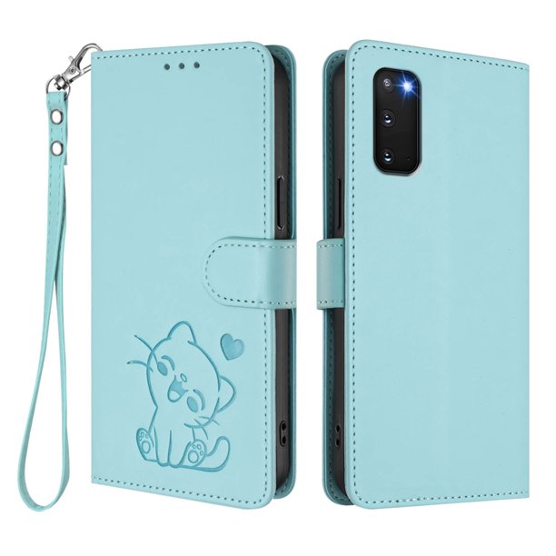 Funda de Gato tipo Libro para Samsung Galaxy S20 FE, Verde Claro