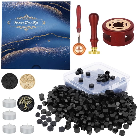 Kit de sellado de cera Yagugu 357 piezas – Perlas negras y sello