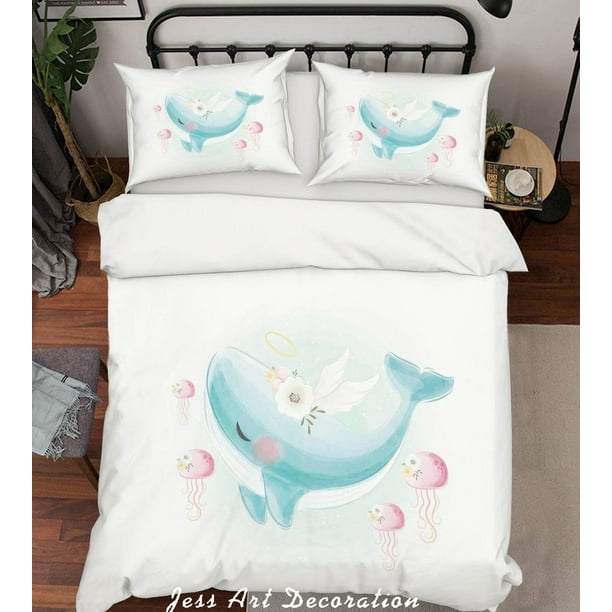 Juego de Ropa de Cama 3D Milsleep Ballena y Medusas 3 Piezas