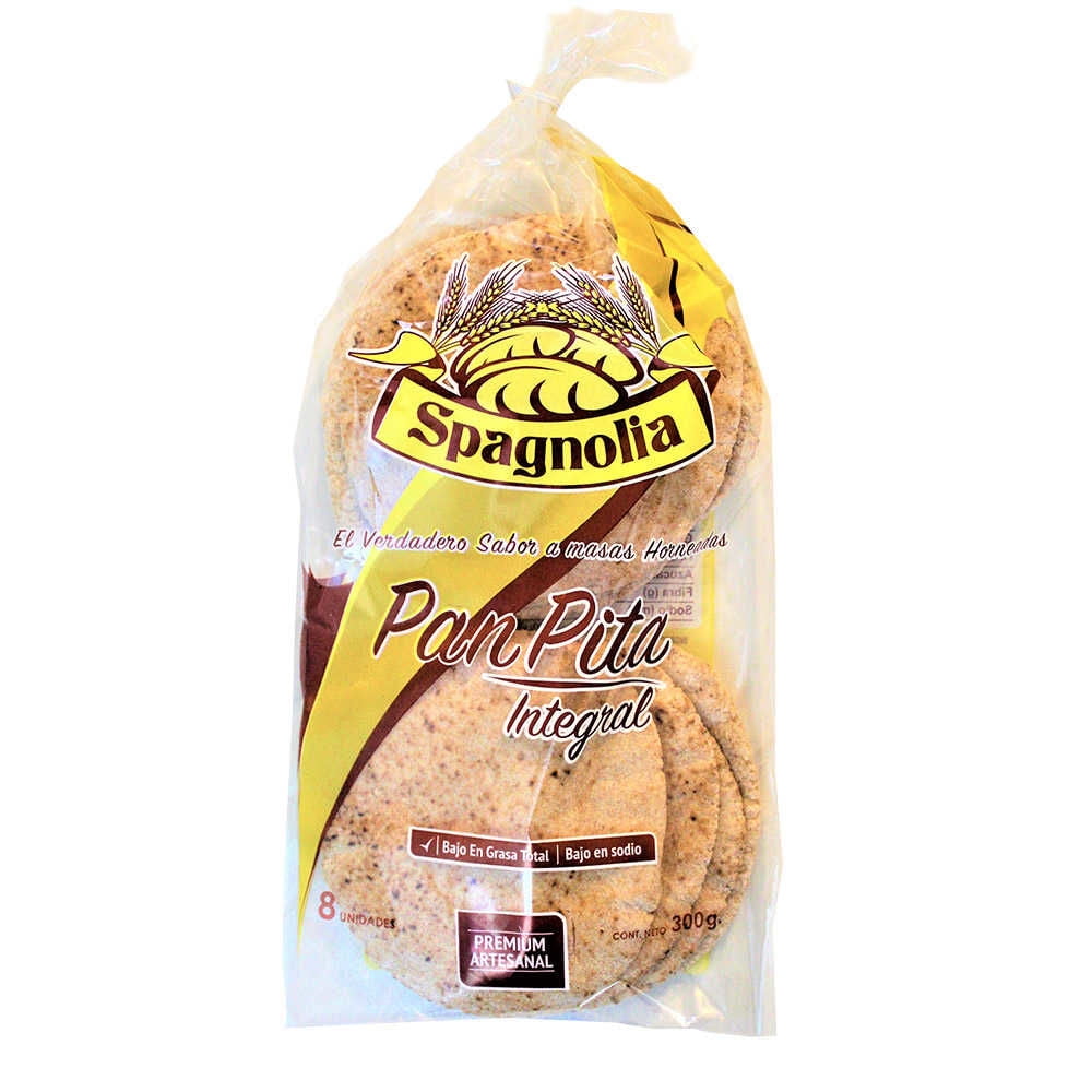 Pan Pita Integral 8 Un 300 g Spagnolia
