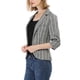 thumbnail image 4 of INSPIRE CHIC Blazer de Mujer a Rayas 3/4 Mangas Casual Abierto al Frente con Solapa en Pico XS Gris Oscuro, 4 of 8