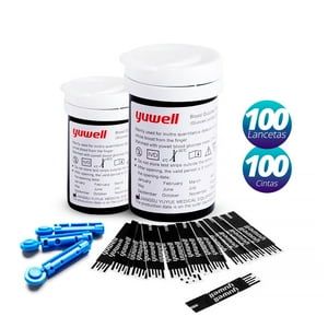 Topmedic - 100 Cintas Tiras Reactivas 100 Lancetas Yuwell 582