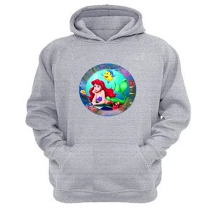 Genérico - Polerón Canguro Sirena Marina Gris Claro Talla Xs Unisex