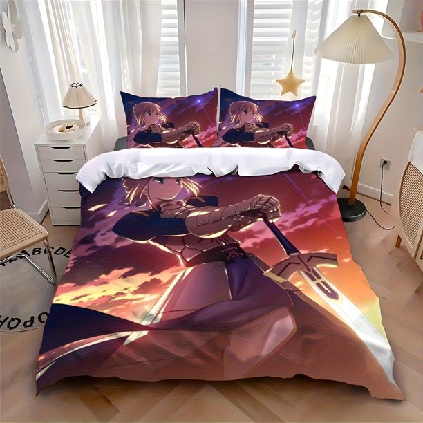Anime F-Fates S-Sabers Stylish Printed bedding Ideal for Year-Round Use Available in Single