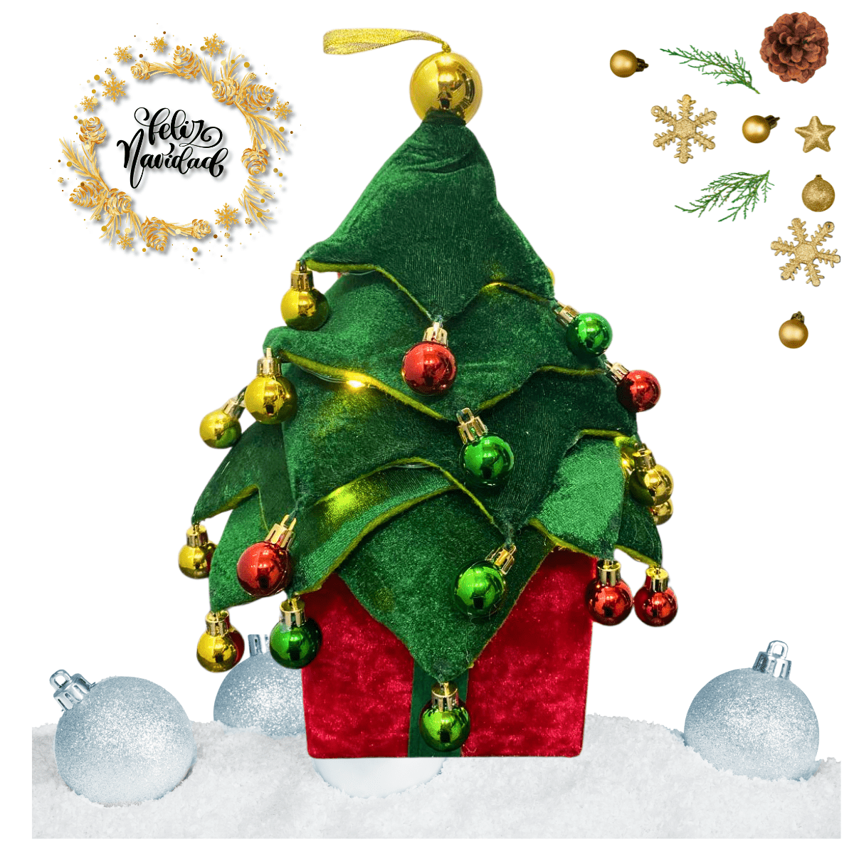 Genérico - Mini Árbol De Navidad Pino Pequeño Con Base De Madera Navidad 2025