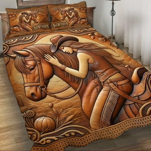 Milsleep - A Girl And Her Horse - Juego De Edredón Personalizado De Caballos