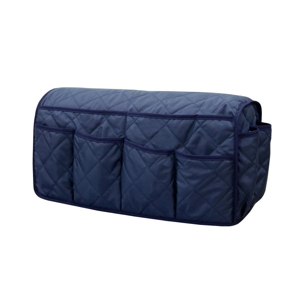 Organizador multiusos para reposabrazos de sofá, bolsa de almacenamiento reclinable de gran capacidad, 14 bolsillos, reposabrazos para silla, Caddy , Azul oscuro