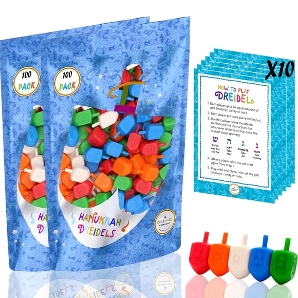 Hanukkah Dreidels The Dreidel Company, paquete de 200 unidades, multicolor