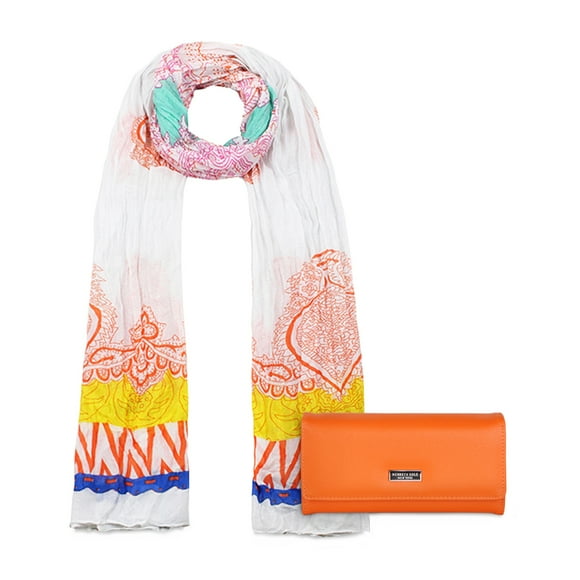 Pack Bufanda Alcala Blanca + Billetera Flap-Bessie Orange