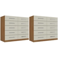 Movelaria - Combo 2 Cómodas 10 Cajones 91X91X35 Off White R10X2