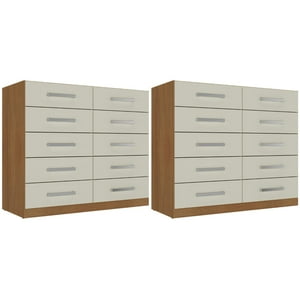 Movelaria - Combo 2 Cómodas 10 Cajones 91X91X35 Off White R10X2