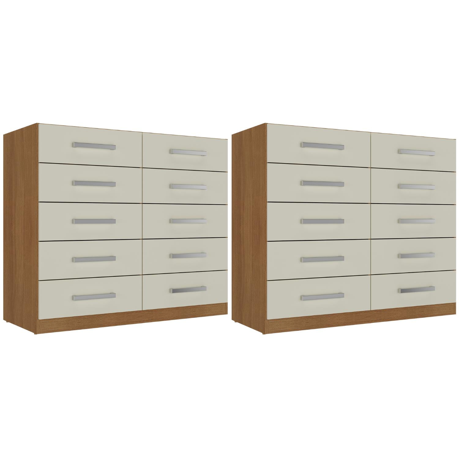 Movelaria - Combo 2 Cómodas 10 Cajones 91x91x35 Off White R10x2 Blanco