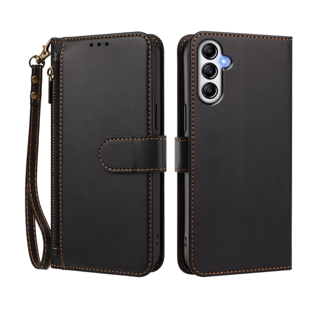 Funda Tipo Billetera para samsung galaxy A35 5G con Soporte y Bolsillo con Cierre Negro