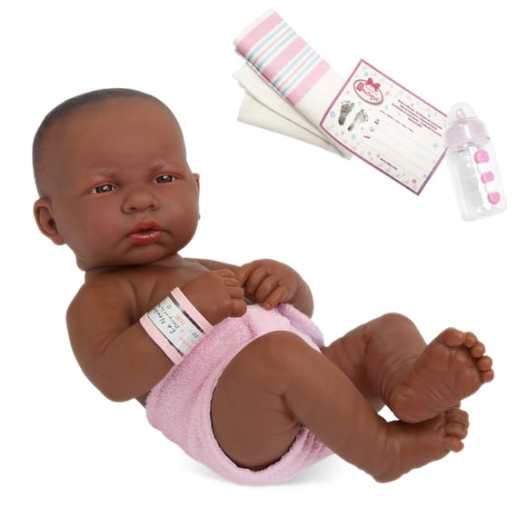 Muñeca JC Toys La Newborn First Day, afroamericana, 14 pulgadas