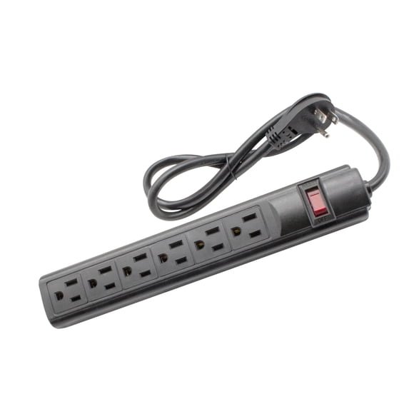 Power Strip STEREN de 6 salidas con enchufe de 90 grados, cable de 3 pies